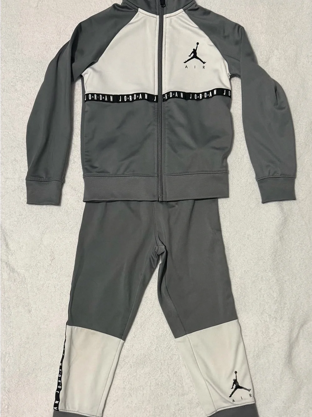 Jordan Gray and White Kids Two-Piece Pajama Set